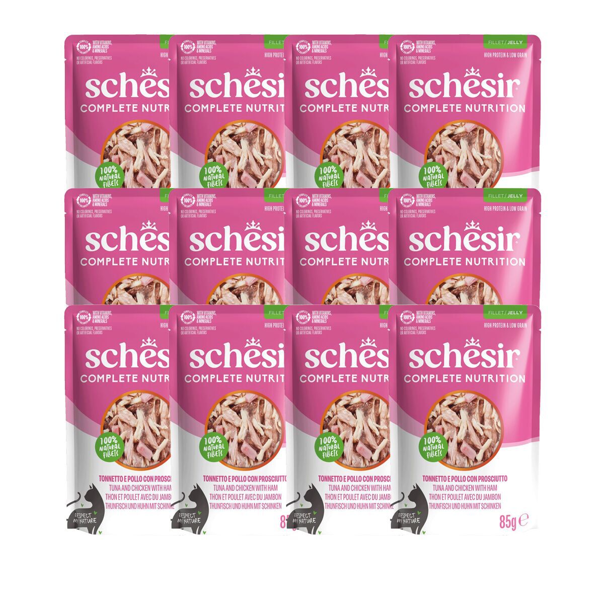 Schesir C&B Tuna chicken ham in Jelly Pouch